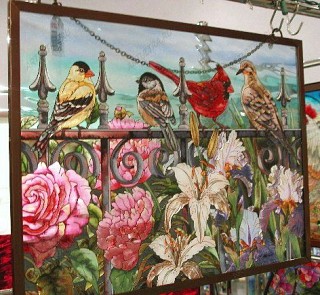Витражные рисунки птицы