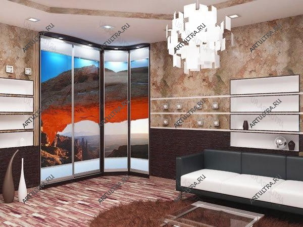 Радиусный шкаф с фотопечатью