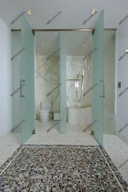 Матовое стекло отлично подходит для цельностеклянной двери нестандартных размеров