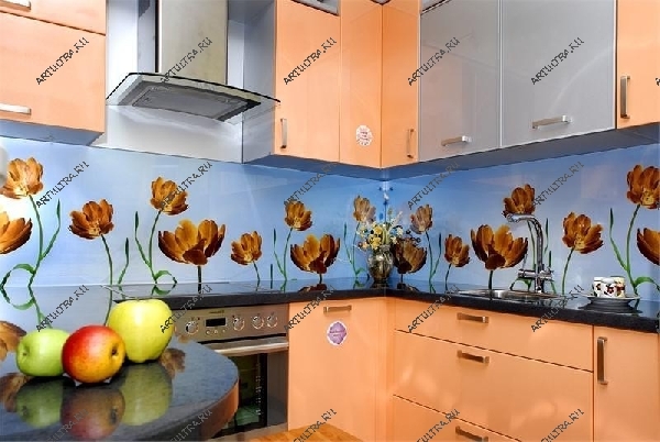Фотопанели для кухни - тюльпаны