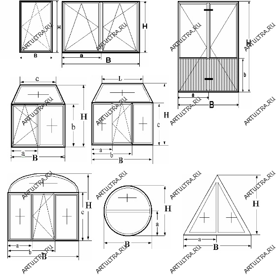 Типы оконных створок в конструкции витражного окна