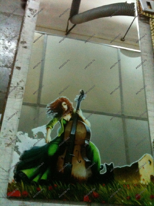 Фотопечать на зеркале - девушка с виолончелью 