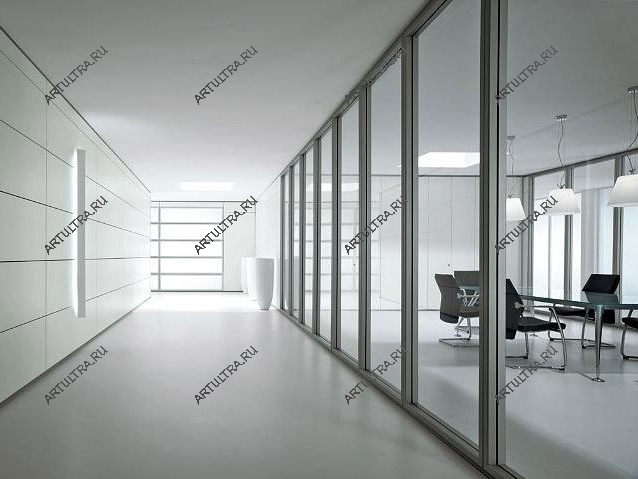 На фото – раздвижная перегородка трансформируемой конструкции, разделившая помещение на небольшой конференц-зал и коридор