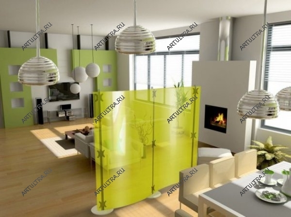 Перегородка-ширма позволяет отделить в квартире-студии зону отдыха от рабочей или кухонной