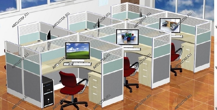 Пластиковые мобильные экраны с комбинированным заполнением особенно удобны в офисных системах, интегрированных с мебелью