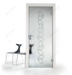фото матовые одностворчатые стеклянные двери с пескоструйным рисунком
