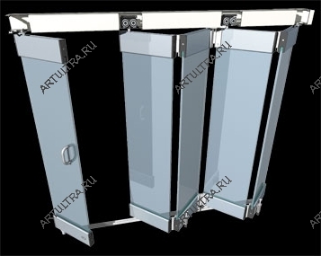  Цельностеклянные складные двери на вход: конструкция с поворотной створкой и схема размещения секций в сложенном виде