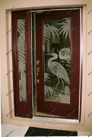 Алюминиевая входная дверь с пескоструем