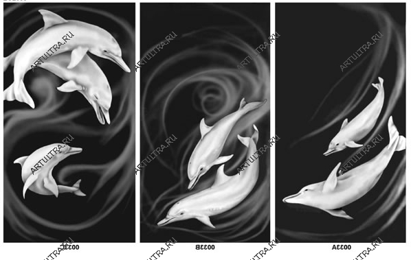 Дельфины - пескоструйный рисунок из каталога