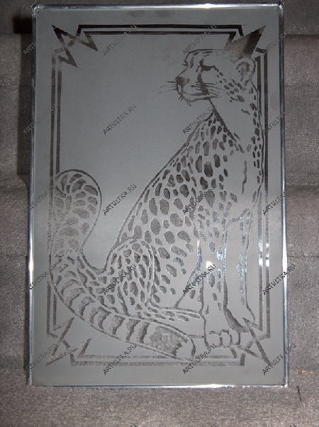 Пескоструйная витражная картина - гепард