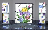 На стоимость росписи под витраж в ванной влияет тип используемых красок