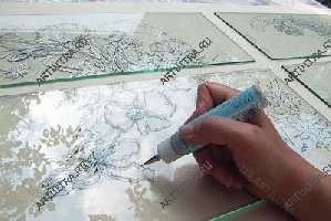 Технология нанесения рисунка заливных витражей
