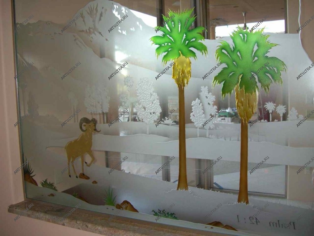 Фото цветного пескоструя - пальмы