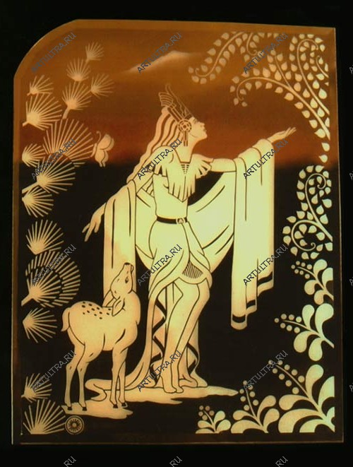 Пескоструйная печать на зеркале в античном стиле