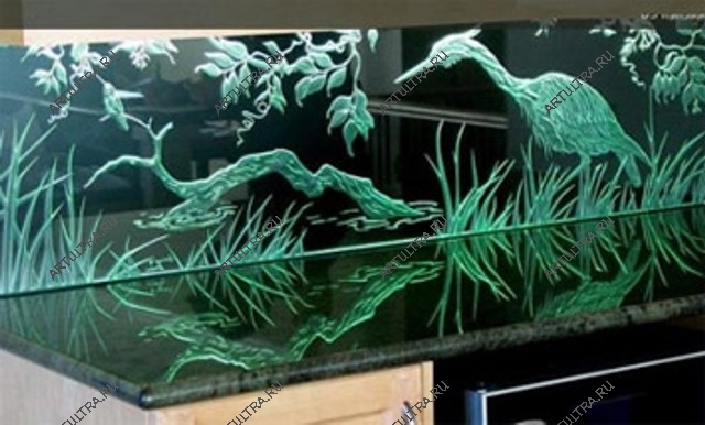 пескоструйные рисунки на стекле кухни