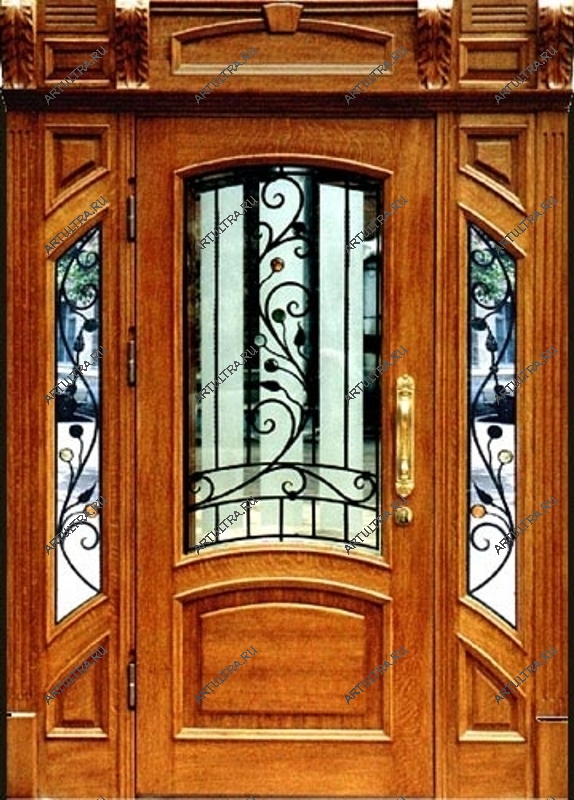 Двери с витражом и ковкой - надежная защита и роскошное украшение дома