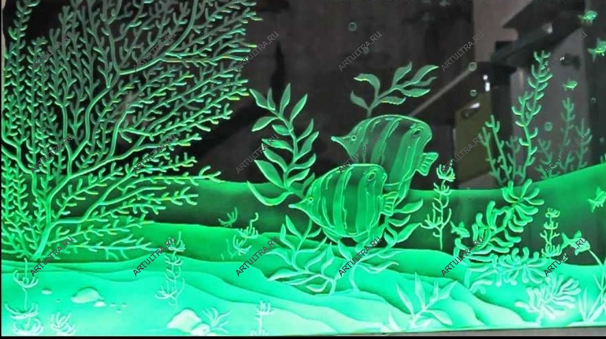 3D-пескоструй на стекле с торцевой подсветкой